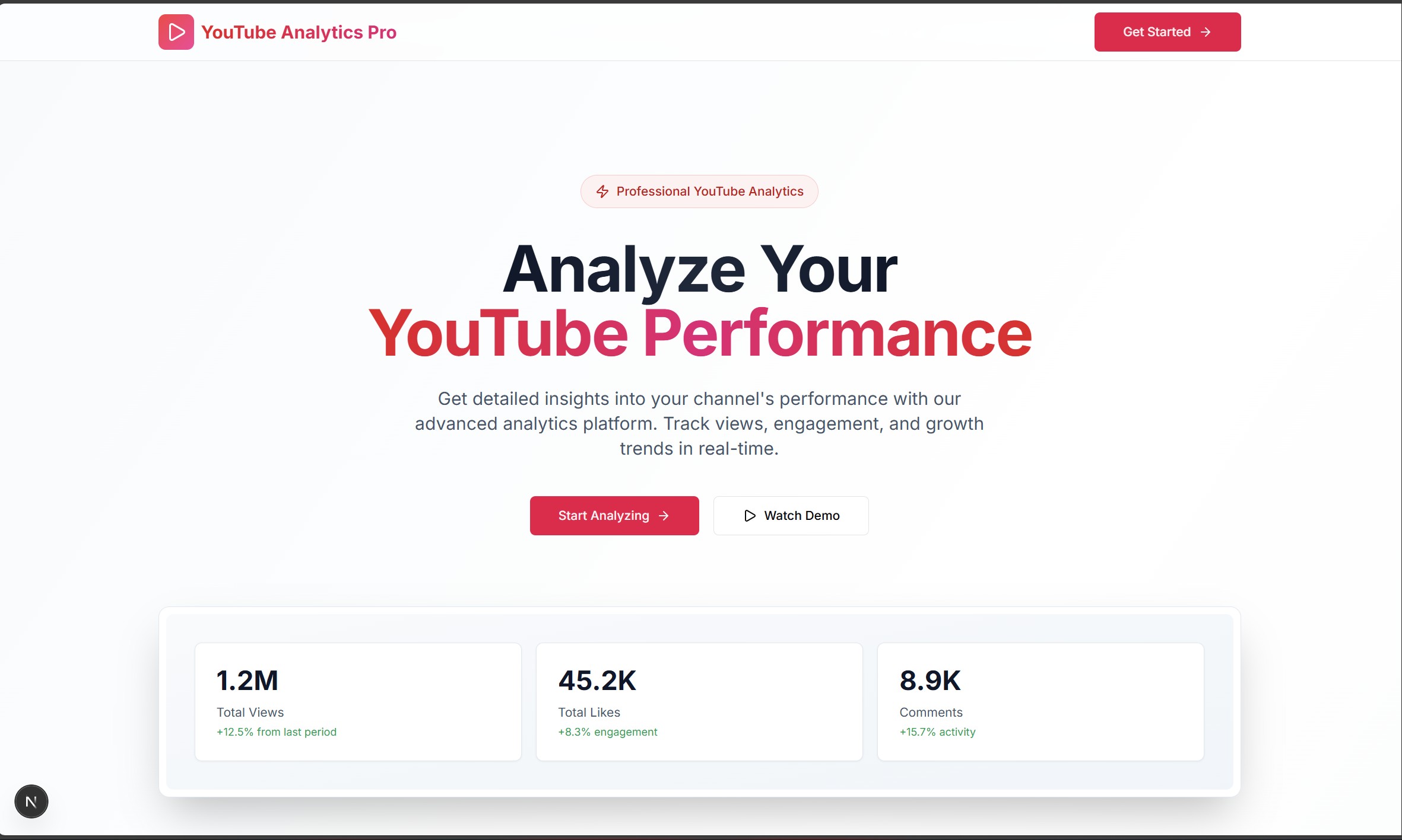YouTube Analytics Saas